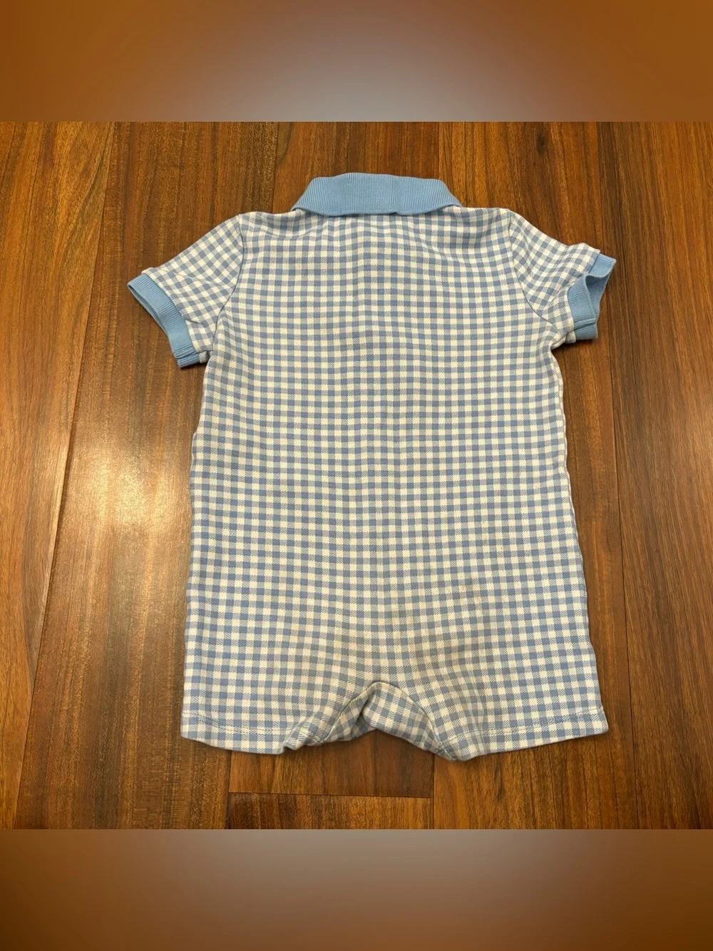 Ralph Lauren blue/white plaid short sleeve collared romper
